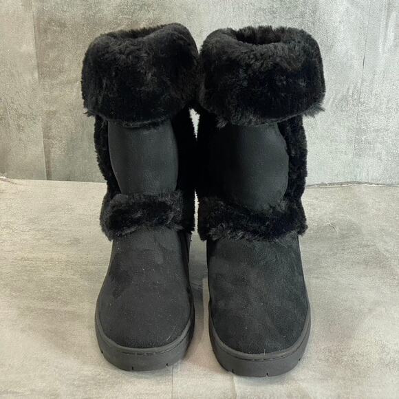 STYLE & CO Women's Black Faux-Fur Witty Cold-Weather Slip-On Ankle Boots SZ 9 - Picture 2 of 9